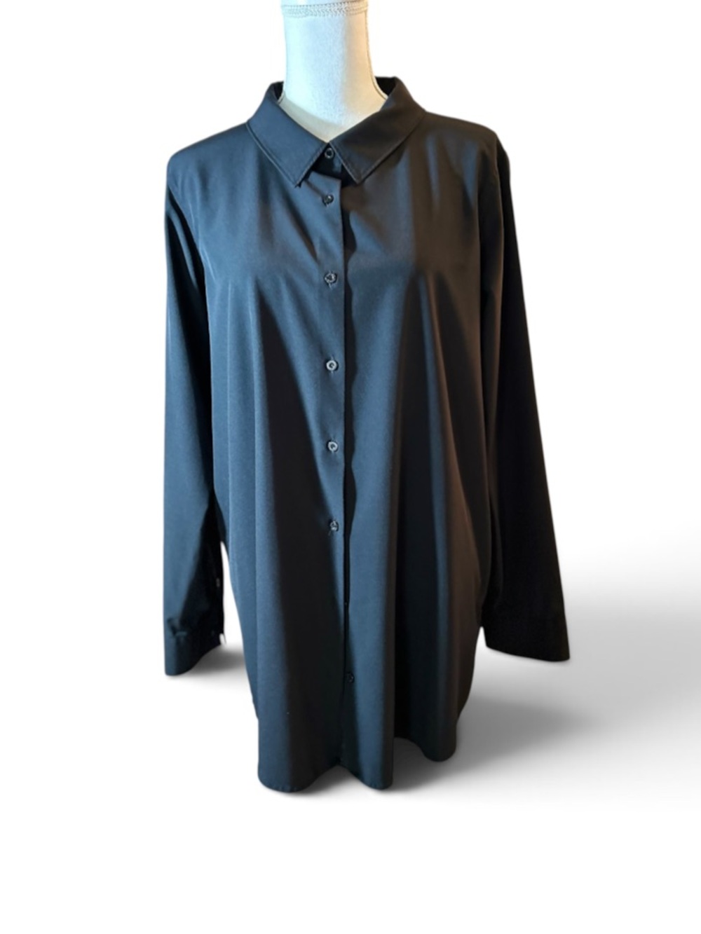 Calvin Klein Black Long-Sleeve Button-Up Dress Shirt
